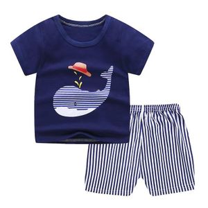 EASYGO 2pcs Baby Boys Newborn 100% Cotton T-shirts Shorts Clothes 0-3 Years Old Short Sleeve  Soft Breathable Cute Cartoon Print