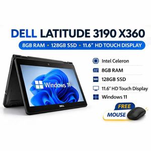 DELL Latitude  X360 2-in-1 Touchscreen Laptop Intel Pentium 8GB RAM 256GB SSD Win 11 Pro + Mouse