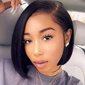 Awoof 12" Women Short Straight Hair 3 Bundles For Full Head Fix with closure