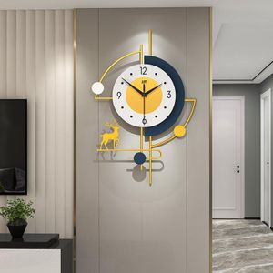 Large,Wrought Iron Elephant Design Modern  Wall Clock- 80*38CM