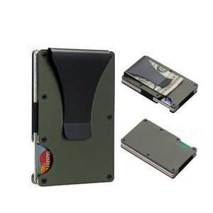 Slim Aluminum Card Holder Wallet with Money Clip – RFID Blocking Metal Card Case for Men -Green