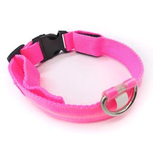 USB Rechargeable LED Pet Collar - Light Up Night Safety Dog Collar (Pink, XL)