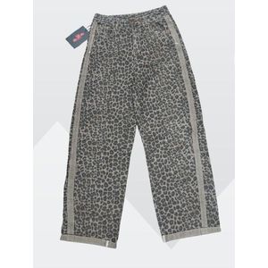 High quality ladies long length baggy cut patterned boyfriend jeans 