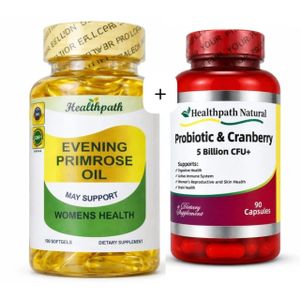 Healthpath Natural Evening Primerose Oil + Probiotic & Cranberry Dietary Supplement Combo
