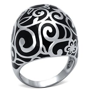 Stainless Steel Ring with Black Epoxy