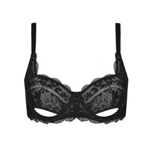 Generic Wingslove Women's Balconette Bra Sexy Shimmer Lace Underwire Bras  Unlined 1/2 Cup Sheer Bralette