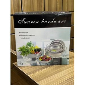 Sunrise Hardware Premium Stainless Steel Colander Set - Multi-Piece Kitchen Drain Basket & Strainer Kit