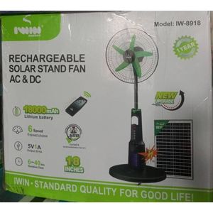 IwinEnergy 18-inch Rechargeable Solar Stand Fan IW-8918 