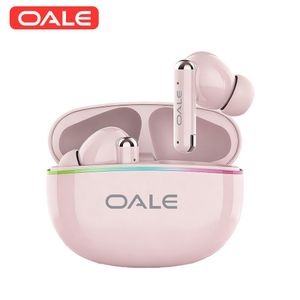 Oale iFREE 18 Wireless Gaming Earbuds, Bluetooth 6.0 Low Latency RGB LED Light, 27H with Mic for All Smartphones, Laptops, PC-Pink
