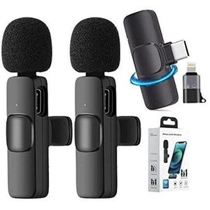 K9 DUAL Wireless Lapel Microphone Lavalier Mic TYPE-C Android Phone SAMSUNG GALAXY IPHONE ITEL INFINIX OPPO POCO REALME REDBEAT REDMI XIAOMI TECNO + IOS Adapter
