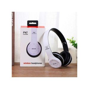 Headphone P47 5.0 Wireless Bluetooth Stereo Foldable Headphone - White