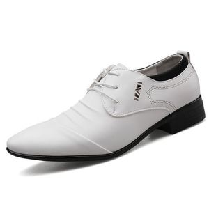 Men's Italian Plus Size Smooth Leather Shoes White
