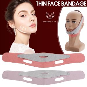 Facial Slimming Face Lifting Bandage Facial Double Chin Care Weight Loss  Face Belts(Rose Red)