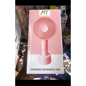 Portable Mini USB Rechargeable Handheld Fan with Stand Base – 3-Speed Personal Cooling Fan, Compact Battery Operated Desk Fan for Home, Office & Travel