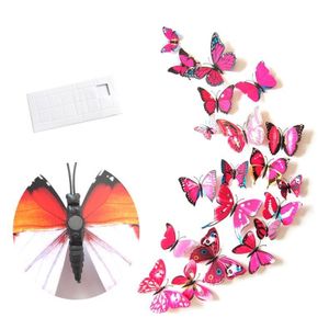 12pcs / Set Double-deck PVC 3D Butterfly Wall Paste Wall Stickers