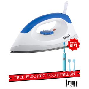 RAF 1200W Electric Dry Iron – Non-Stick Soleplate & Precise Temperature Control + FREE Sonic Electric Toothbrush – Home & Personal Care Bundle