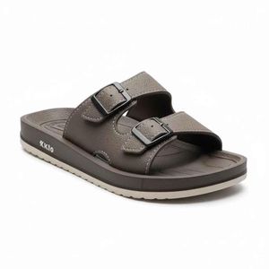 Kito Unisex Coffee-Brown Buckle Slides (DD114B)