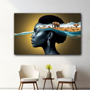 Nature Face illustraton Wall Art Framed Canvas