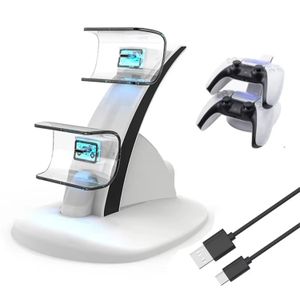 ShebSheb PS5 Dual Controller Charger Station, Fast Charging Dock with LED Light Display and Type‑C Cable