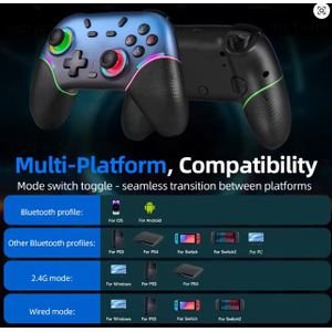 X9 Wireless Bluetooth Gaming Controller/Game Controller/Game Pad/Wireless Controller /Dual Vibration, 6-Axis Gyroscope, RGB LED Joystick, 1000mAh Battery/ Compatible with Android, iOS, Windows PC, P3, P4 & Switch/Smart TV