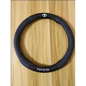 Premium Quality Toyota Leather and Carbon fiber Steering wheel Cover- Black