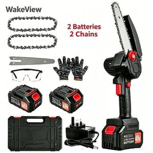 6-Inch 48V Cordless Chainsaw, 2 Batteries & 2 Replacement Chains UK Plug