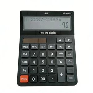 Calculator,12-digit dual-line display,TAX calculation function,Baterie solara,black