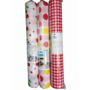 Multi-Purpose Waterproof Patterned Shelf Liners for Kitchen, Wardrobe & Cupboards-2 Rolls - Anti-Slip-Red