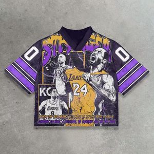 American Jersey Y2K Clothes Mens Womenw Harajuku Hip Hop Graphics Oversized T Shirt Baseball Jersey V Neck Short Sleeve Tops