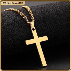 ASHION Men's Cross Pendant Jeweled Stainless Steel Necklace