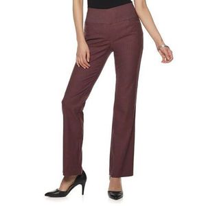 Apt 9 Tummy Control Millennium Pull-On Bootcut Dress Pants- Burgundy Marl