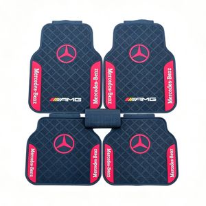 Mercedes-Benz AMG Heavy Duty Universal Rubber Car Floor Mats - 5-Piece Set (Red/Black)