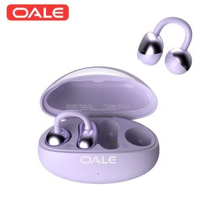 Oale iFree19 Clip-on Open Ear Headphones, Bluetooth 6.0 Heavy Bass ENC Noise Cancelling 45H Playtime Type-C for Android iOS-Purple