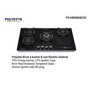 Polystar 4 Burner Gas Cooker Hob + 1 Electric