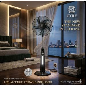 Zyre 18" Rechargeable High Speed Fan With LED Light