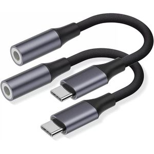 2pcs USB Type C to 3.5mm Female Headphone Jack Adapter For Cellphone Tablet