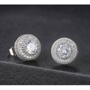  Unisex Zirconia silver Round Stud for Men & women – Classic Sparkling Crystal Earrings for Men & Women