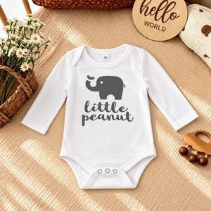 Baby White Long Sleeve Little Peanut Bodysuit