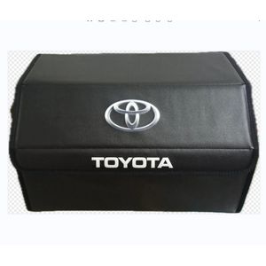 Top-Grade Quality Foldable Leather Trunk Storage Organizer with Toyota Logo – Black