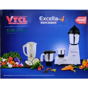 VTCL Excella-4 Mixer Grinder, which features a 1000-watt heavy-duty motor.