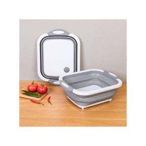 2 In 1 Foldable Chopping Board With Drainage Basket Dish Tub