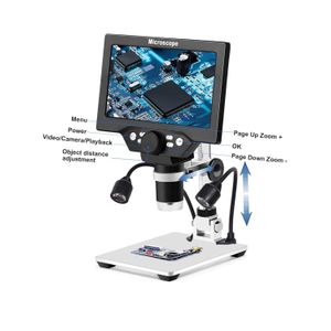 LCD Digital Microscope - 7 inches HD Screen 1080P x 1200 Magnification Camera, Video Recorder, Handheld Microscope, with Metal Stand,8 LED Lights for Soldering, PCB Circuit Board Repair, Biology Microscope, Coins Collector.