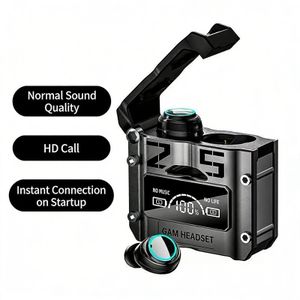 Bluetooth noise-cancelling, wireless touch, metal mecha style, low-power gaming digital display headphones