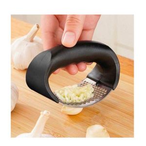 2-in-1 Multi-Function Garlic Press & Slicer – Stainless Steel Manual Crusher