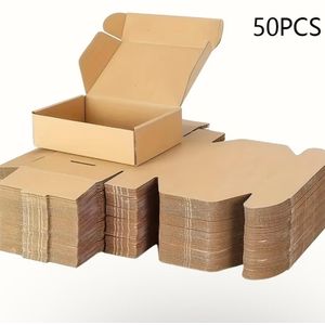 Clo 50pcs Durable Kraft Paper Gift Boxes - Airplane Design Square Envelopes for Jewelry, Crafts & Small Items, 13.0x8.0x2.41cm, Sturdy Cardboard Packaging for Secure Shipping & Storage, Decorative Boxes
