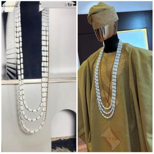 6 SET WHITE  HAND AND NECK TRADITIONAL BEAD FOR MEN GROOMS BEAD JEWELRY SET AGBADA BEAD CORAL BEAD
