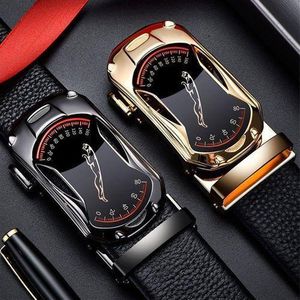 GtyGo 2 Pieces  Leather Automatic Buckle Belt Black plus Golden
