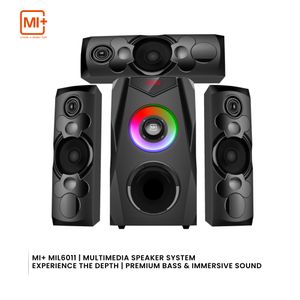 Mi+  MIL6011  Home theater Bluetooth Multimedia Speaker System 80W - FM Radio, USB, MP3, Remote Control, AC/DC Power, 12 Month Warranty.
