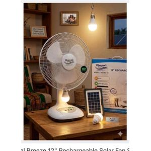 Royal Breeze 12" Rechargeable Solar Fan Smart Power & Cooling Solution