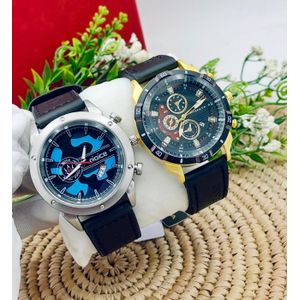 2 IN 1 NEW DESIGN BUSINESS MEN LEATHER WRISTWATCH ANALOG QUARTZ WATCH WATERPROOF SPORT DESIGN MEN WOMEN 